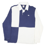 LEVI'S Mens Blue & White Long Sleeve Colourblock Polo Shirt L Cotton Blend