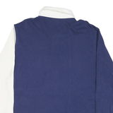 LEVI'S Mens Blue & White Long Sleeve Colourblock Polo Shirt L Cotton Blend