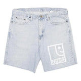 WRANGLER Mens Denim Blue Cotton Casual Shorts L W36 Printed Logo