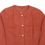 CLASSIC SET Womens Red Button Jacket L Polyester Blend Embroidered Floral