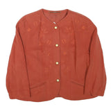 CLASSIC SET Womens Red Button Jacket L Polyester Blend Embroidered Floral