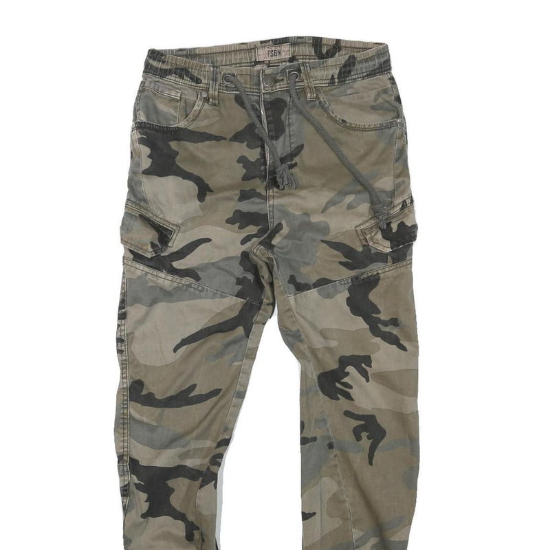 FSBN Mens Slim Cotton Blend Camouflage Slim Tapered Trousers W30 L29