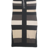 KAREN MILLEN Womens Black & Beige Striped Bodycon Knit Sleeveless Midi Dress S