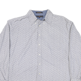 TOMMY HILFIGER Mens White & Blue Button-Down Shirt XL Cotton Blend Casual