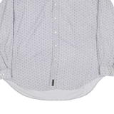 TOMMY HILFIGER Mens White & Blue Button-Down Shirt XL Cotton Blend Casual