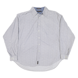 TOMMY HILFIGER Mens White & Blue Button-Down Shirt XL Cotton Blend Casual