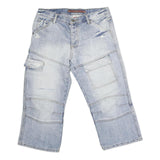 SOUTYHERN Womens Shorts Blue Denim Casual M W34 Patch Pocket Cargo