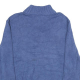 POLO RALPH LAUREN Mens Blue Jumper Plain 1/4 Zip Basic Knit L Cotton Casual
