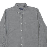 CHAPS Mens Black & White Check Shirt M Button-Down Collar Long Sleeve Casual