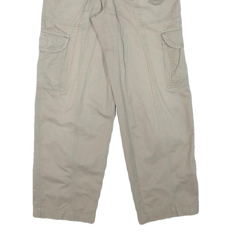 DISCOVERY Mens Cotton Blend Beige Relaxed Cargo Trousers W24 L27 Zip Pocket