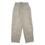 DISCOVERY Mens Cotton Blend Beige Relaxed Cargo Trousers W24 L27 Zip Pocket