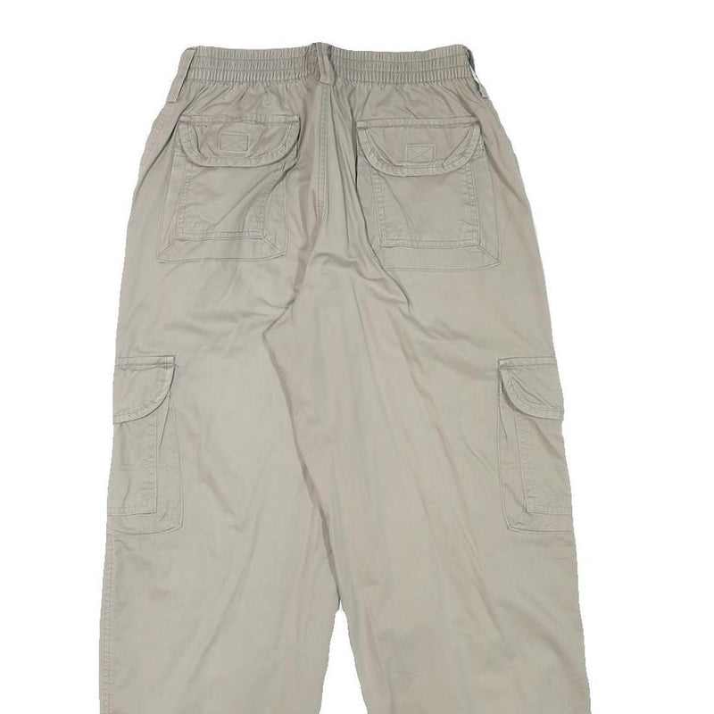 DISCOVERY Mens Cotton Blend Beige Relaxed Cargo Trousers W24 L27 Zip Pocket