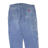 DICKIES Mens Jeans Blue Regular Straight Denim Light W38 L32 Workwear Zip