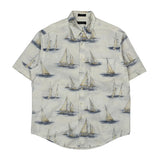 Nautica Short Sleeve Shirt - Large Blue Cotton