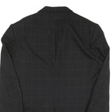 Mens Black Windowpane Checked Button Jacket XL Cotton Blend Classic Tailored