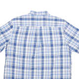 CHAPS Mens Blue & White Check Shirt XL Button-Down Short Sleeve Cotton Blend