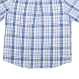 CHAPS Mens Blue & White Check Shirt XL Button-Down Short Sleeve Cotton Blend