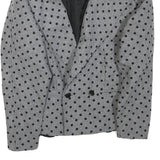 Womens Grey & Black Wool Polka Dot Button Jacket XL Tailored Wool Blend Classic