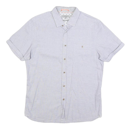 TED BAKER Mens White Shirt M Cotton Blend Short Sleeve Casual Summer