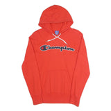 CHAMPION Mens Red Pullover Hoodie XS Cotton Blend Logo Sweatshirt Casual