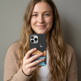 Black Night Trails iPhone 14 Pro Max Case - Lifestyle photo showing phone case in use