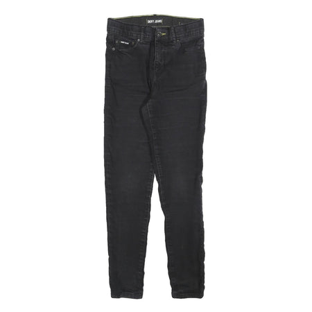 DKNY Womens Slim Black Denim Jeans Cotton Blend W26 L28 Stylish Zip Closure
