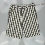 American Eagle Checked Shorts - 36W 10L White Cotton Blend