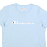 CHAMPION Womens Light Blue Cotton Blend Classic T-Shirt L Short Sleeve Crew Neck