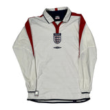 England 2003-05 Umbro Home Long Sleeved Football Shirt - Small Red Polyester