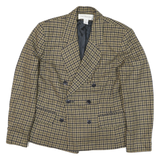 JONES NEW YORK Womens Brown & Black Wool Double Breasted Jacket UK 10 Check