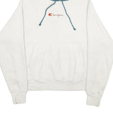 CHAMPION REVERSE WEAVE Mens White & Blue Pullover Hoodie S Cotton Blend Casual