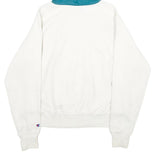 CHAMPION REVERSE WEAVE Mens White & Blue Pullover Hoodie S Cotton Blend Casual