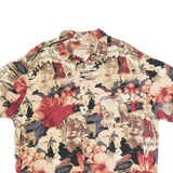 NATURAL ISSUE Mens Beige Red Hawaiian Shirt XL Floral Print Viscose Casual