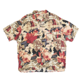 NATURAL ISSUE Mens Beige Red Hawaiian Shirt XL Floral Print Viscose Casual