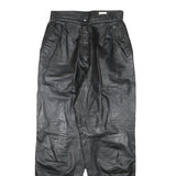 MISS A Womens Leather Black Relaxed Tapered Trousers W25 L28 Zip Pocket