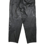 MISS A Womens Leather Black Relaxed Tapered Trousers W25 L28 Zip Pocket