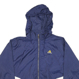 ADIDAS Mens Blue & Yellow Hooded Zip Jacket L Nylon Plain Sportswear