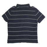TOMMY HILFIGER Mens Navy Blue & White Striped Short Sleeve Polo Shirt L Classic