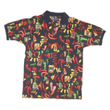 BIG DOGS Mens Navy Blue Hot Sauce Pattern Short Sleeve Polo Shirt M Cotton Blend
