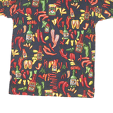 BIG DOGS Mens Navy Blue Hot Sauce Pattern Short Sleeve Polo Shirt M Cotton Blend