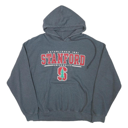 GILDAN Mens Grey Stanford University Pullover Hoodie L Cotton Blend Casual