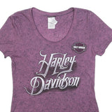 HARLEY DAVIDSON Mens Purple Graphic T-Shirt S Short Sleeve Round Neck Orlando