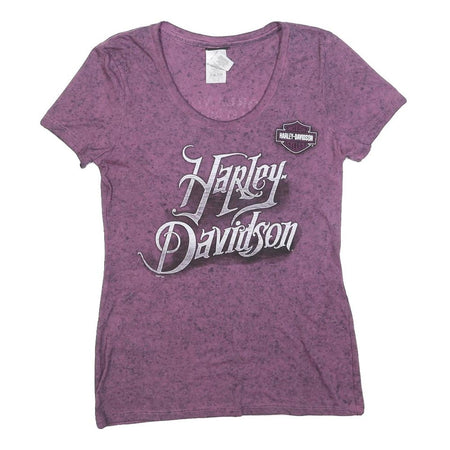 HARLEY DAVIDSON Mens Purple Graphic T-Shirt S Short Sleeve Round Neck Orlando