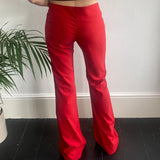 D. Belfort Flared Trousers - 31W UK 10 Red Polyester