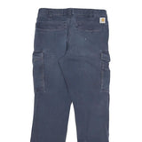 CARHARTT Mens Cotton Blend Blue Relaxed Fit Cargo Trousers W30 L29 Workwear