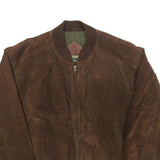 ROBINSON'S Mens Brown Leather Bomber Jacket XL Suede Zip Closure Classic Fit