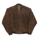 ROBINSON'S Mens Brown Leather Bomber Jacket XL Suede Zip Closure Classic Fit