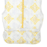 KAELIN Womens White & Yellow Nylon Sleeveless Zip Jacket L Lightweight Patterned