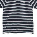CHAPS Mens Blue White & Green Stripe Short Sleeve Polo Shirt M Classic Cotton