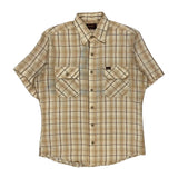 Wrangler Checked Short Sleeve Shirt - Medium Beige Cotton